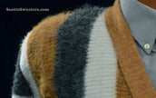 Men's retro striped button-front faux-mohair cardigan sweater in multi-color by Brent, size Small (40)