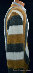 Men's retro striped button-front faux-mohair cardigan sweater in multi-colored stripes, size small 40 by Brent