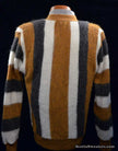 Men's retro striped faux-mohair button-front cardigan sweater by Brent in small size