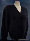 Woman's black angora V-neck sweater by Michael Kors displayed on mannequin