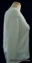 Woman's white angora V-neck sweater with split cuffs by H&M medium size