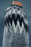 Men's grey cardigan mohair sweater with black and white Icelandic yoke design in size small