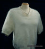 Woman's white short-sleeved V-neck angora sweater by Just Clothes size Small-Medium