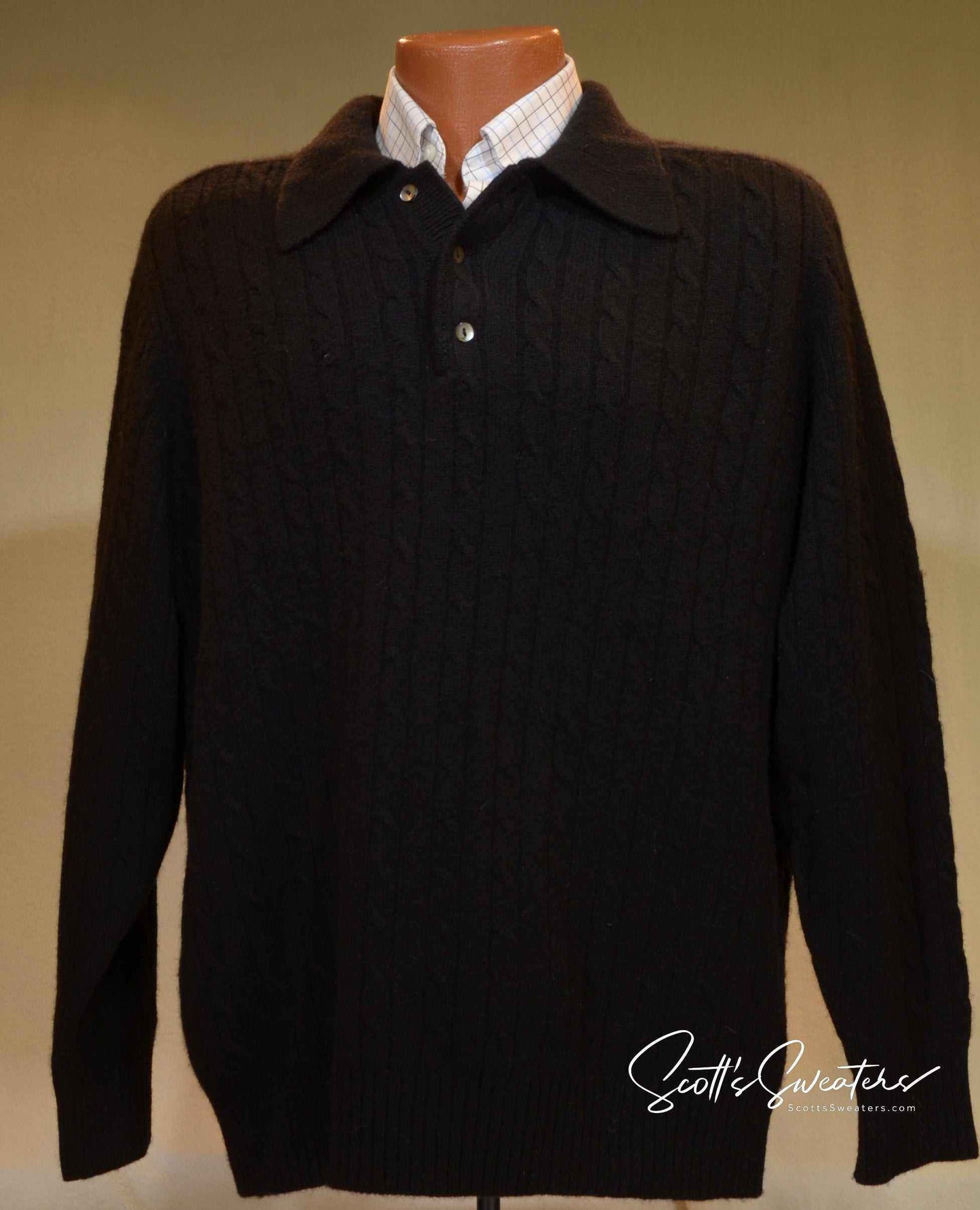 Men's Cashmere Sweater Polo-neck sweater by Allen Solly in cable-knit design