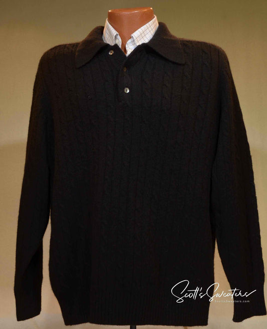 Men's Cashmere Sweater Polo-neck sweater by Allen Solly in cable-knit design