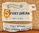 Men's Retro Classic tri-color mohair cardigan sweater with metal coin buttons, size small
