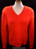Woman's red ultra-soft V-neck angora sweater by Lafayette 148 in medium size