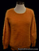 Woman's golden roundneck angora jewel-neck sweater by Scott's Sweaters in soft fuzzy fabric