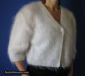 Woman's hand-knitted mohair shrug with half and three-quarters sleeves options