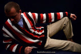 Men's Retro Cardigan Colorful Striped Faux-Mohair Sweater