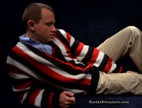 Men's Retro Cardigan Colorful Striped Faux-Mohair Sweater