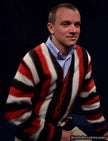 Men's Retro Cardigan Colorful Striped Faux-Mohair Sweater