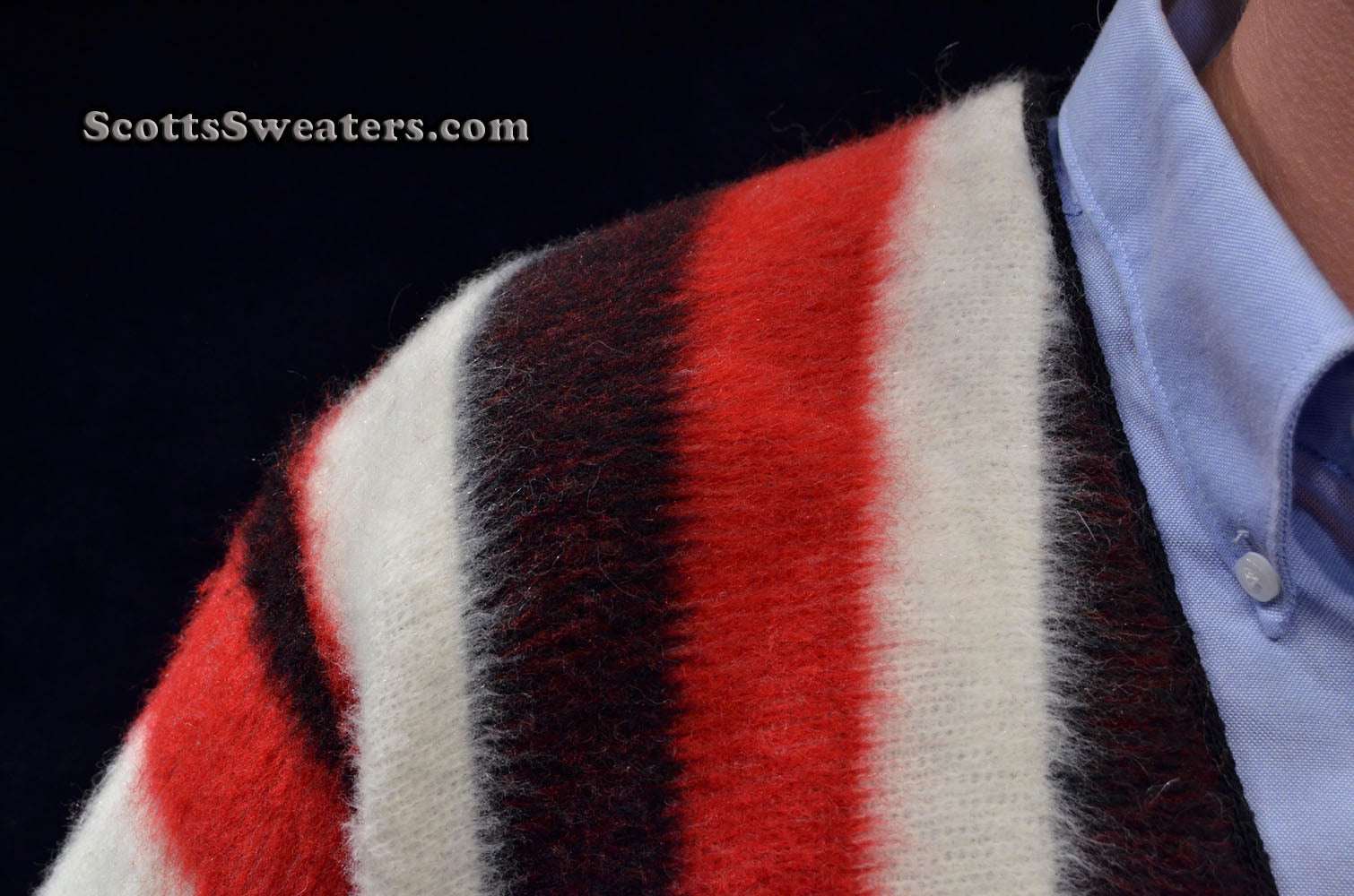 Men's Retro Cardigan Colorful Striped Faux-Mohair Sweater