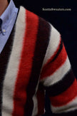 Men's Retro Cardigan Colorful Striped Faux-Mohair Sweater