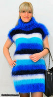 Woman's boldly striped sleeveless cowlneck mohair sweaterdress by Scott's Sweaters