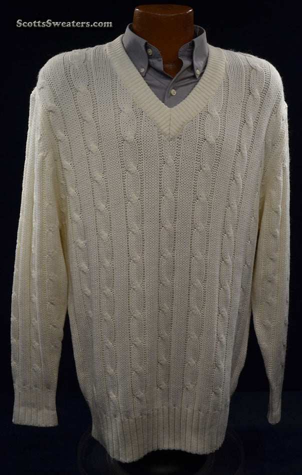 Men's classic UK cricket V-neck pullover sweater by Fearnley size L/XL pre-owned