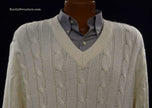 Men's classic V-neck cricket sweater pullover by Fearnley in large size
