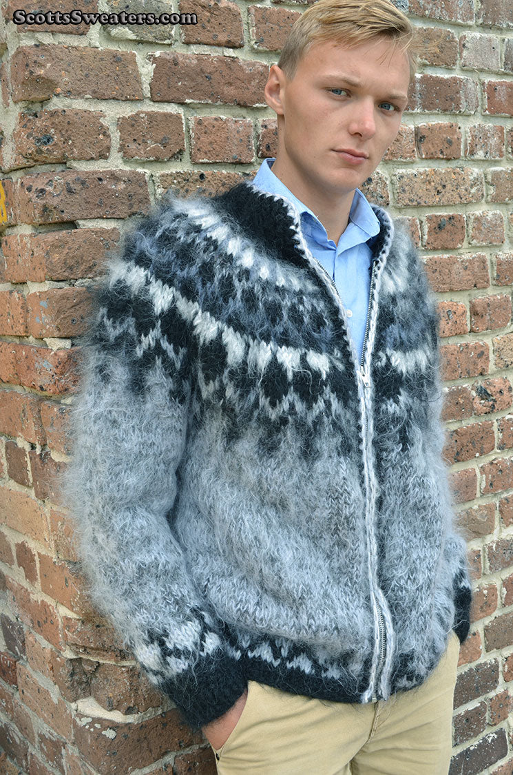 Men's Cardigan Mohair Sweater