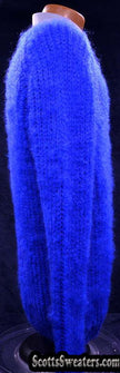 Men's electric-blue hand-knit crewneck mohair blend sweater by Zara Men Moda Sport in X-Large