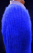 Men's electric-blue hand-knit crewneck mohair blend sweater by Zara Men Moda Sport in X-Large
