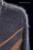 Charcoal-grey men's ultra-soft angora sweater hand-knit from 85% angora and 15% nylon fibers