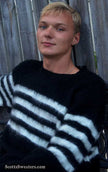 Men's Crewneck Sweater Black with white stripes