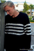 Men's Crewneck Sweater Black with white stripes