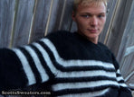 Men's Crewneck Sweater Black with white stripes