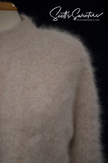 Woman's beige angora cardigan sweater by Connie A. Lee, small-medium size, nylon lined