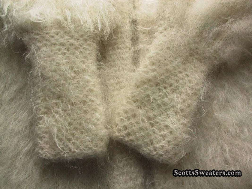 Woman's full-length ivory mohair sweater-coat by Ann Arundell UK