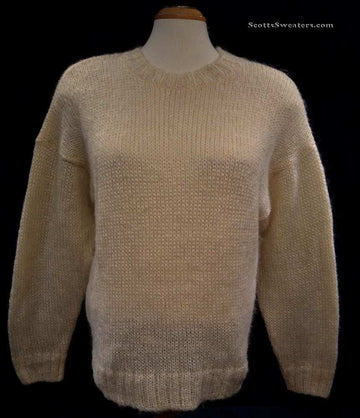 Woman's ivory crewneck mohair and wool long sleeve sweater size 42