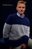 Men's striped angora crewneck sweater close-out sale by Scott's Sweaters