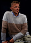 Men's ultra-soft striped angora crewneck sweater close-out sale by Scott's Sweaters