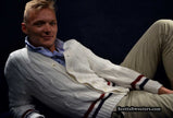 Men's retro cable-knit tennis sweater by Ken Rosewall in small-medium size