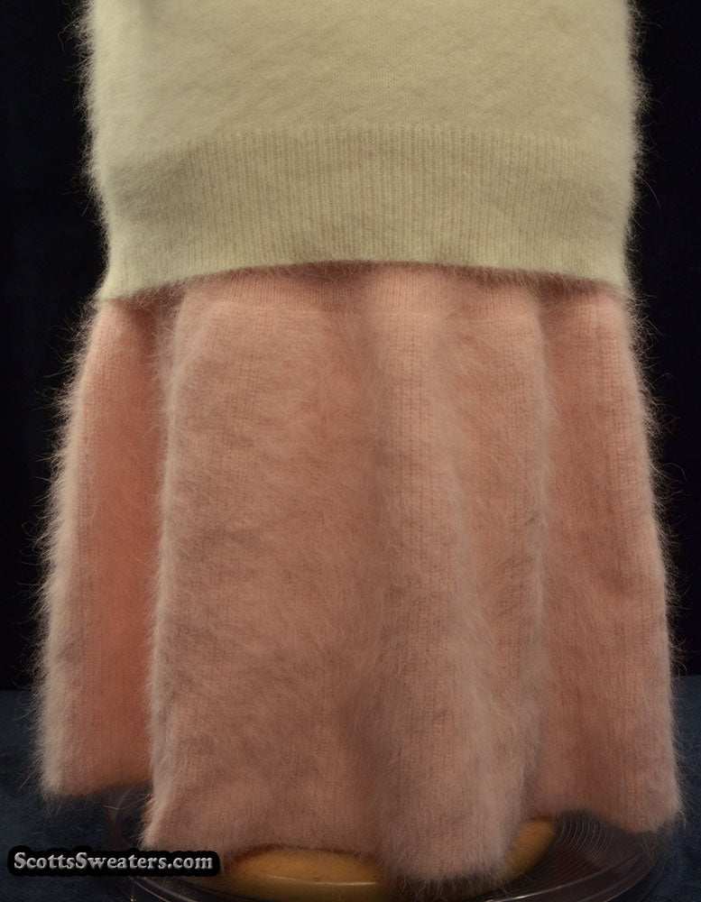 Soft pink angora short skirt with elastic waistband for women by Scott's Sweaters