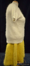 Soft yellow woman's short angora skirt with elastic waistband by Scott's Sweaters