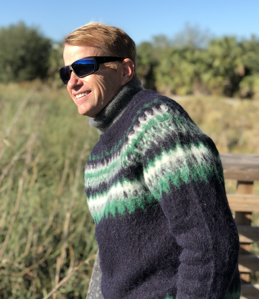 Marineblauer Alpaka-Rundhalspullover für Herren