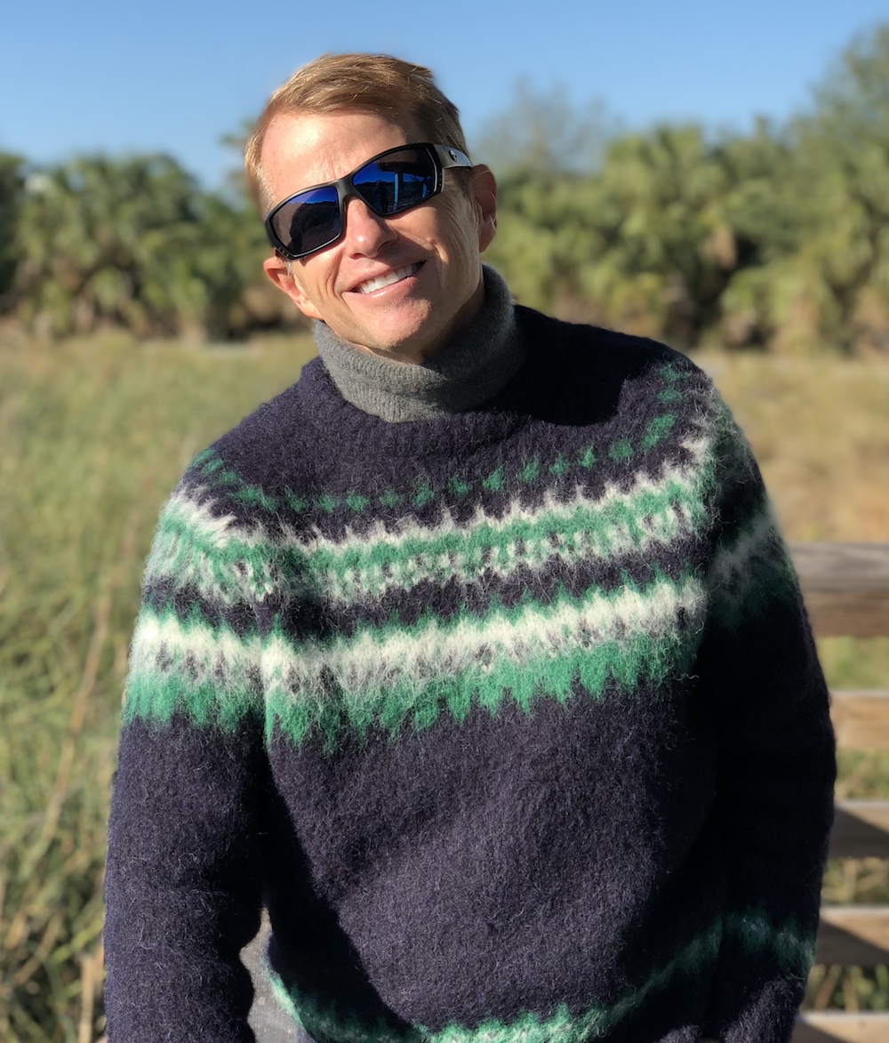 Marineblauer Alpaka-Rundhalspullover für Herren