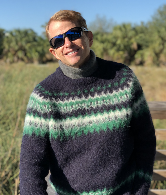 Men's Navy-blue Alpaca Crewneck Sweater