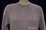 Light-blue angora crewneck sweaterdress in soft light bluish-grey, small-medium size