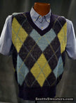 Navy retro shaggy argyle mohair V-neck sweater vest in small size