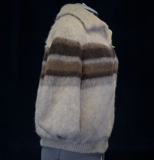 Men's ivory Icelandic wool jacket with grey and brown stripes by Hilda Ltd.