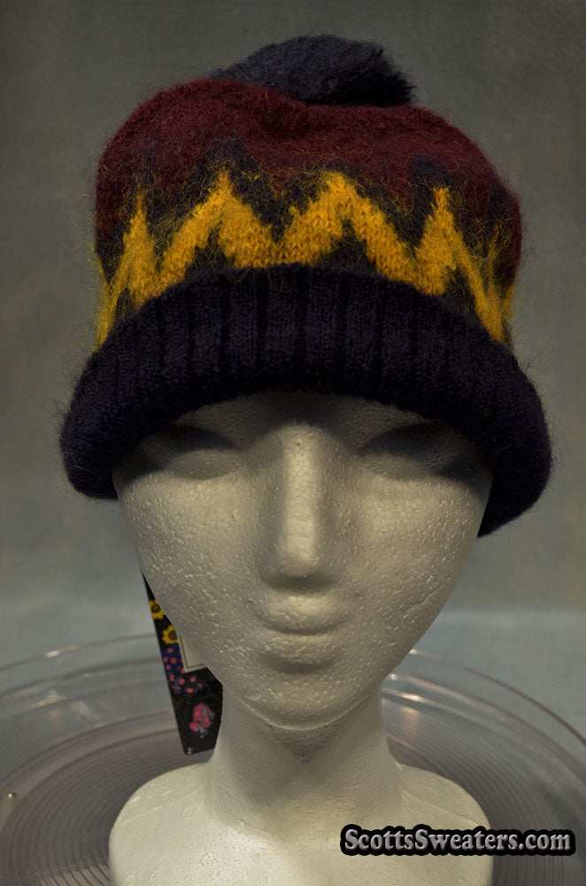 Matching burgundy hat and scarf for men's mohair crewneck sweater by Erdem x H&M