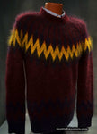Men's burgundy crewneck mohair sweater by Erdem x H&M in white and burgundy colors