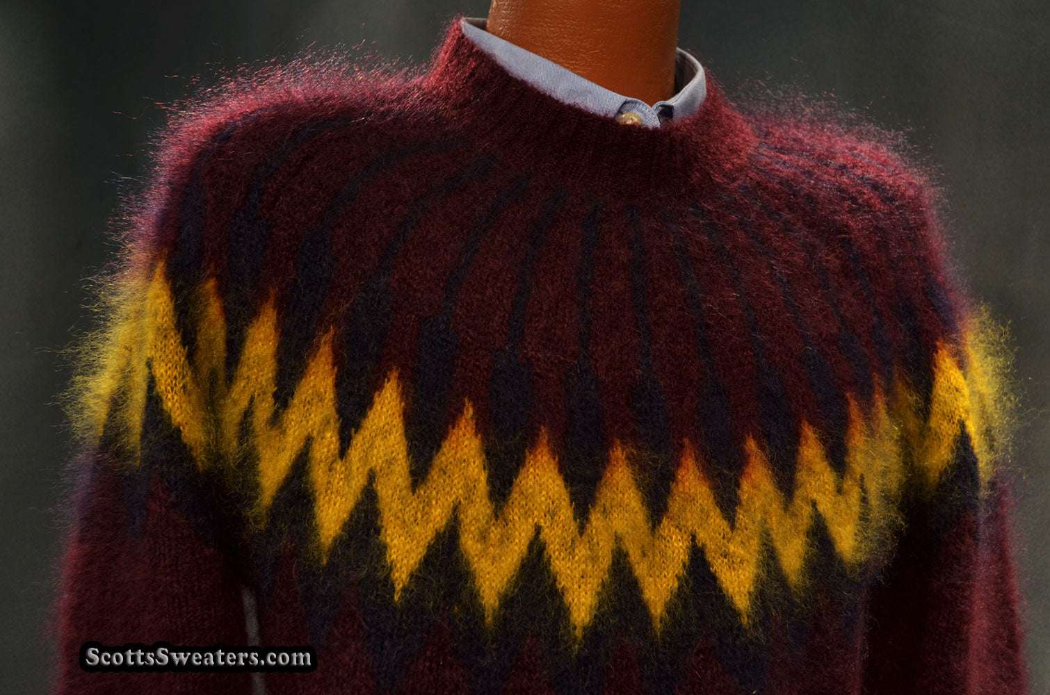 Men's crewneck mohair sweater in burgundy by Erdem x H&M