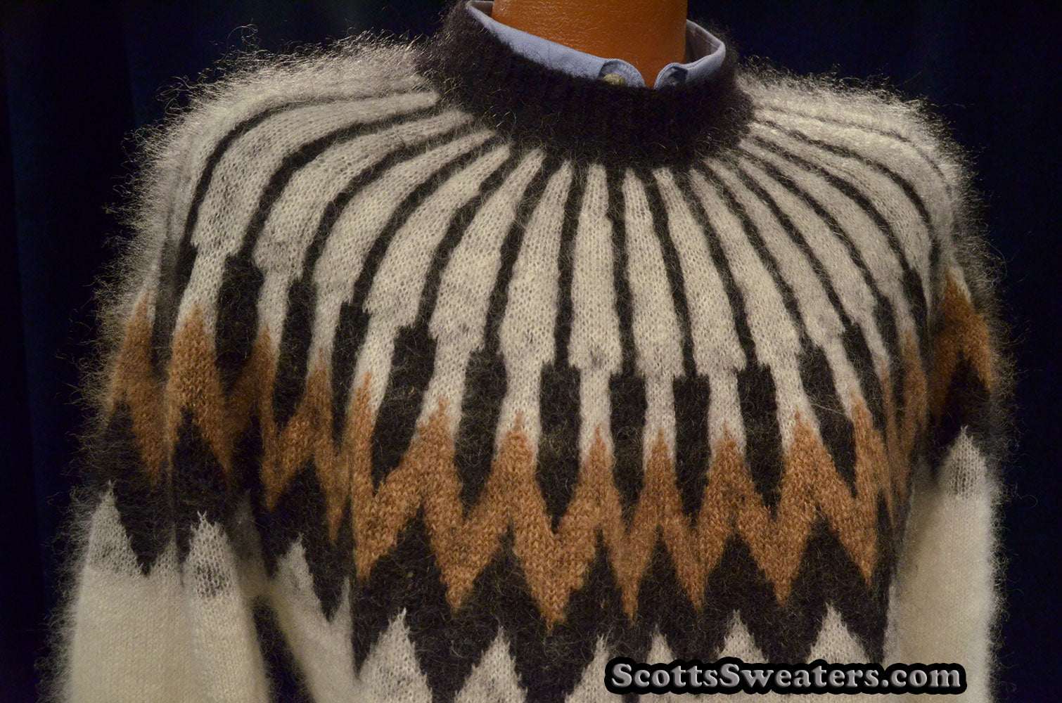 Men's crewneck mohair sweater in white and burgundy by Erdem x H&M