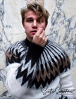 Men's crewneck mohair sweater in white and burgundy by Erdem x H&M