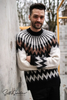 Men's burgundy crewneck mohair sweater by Erdem x H&M in a 360-degree view