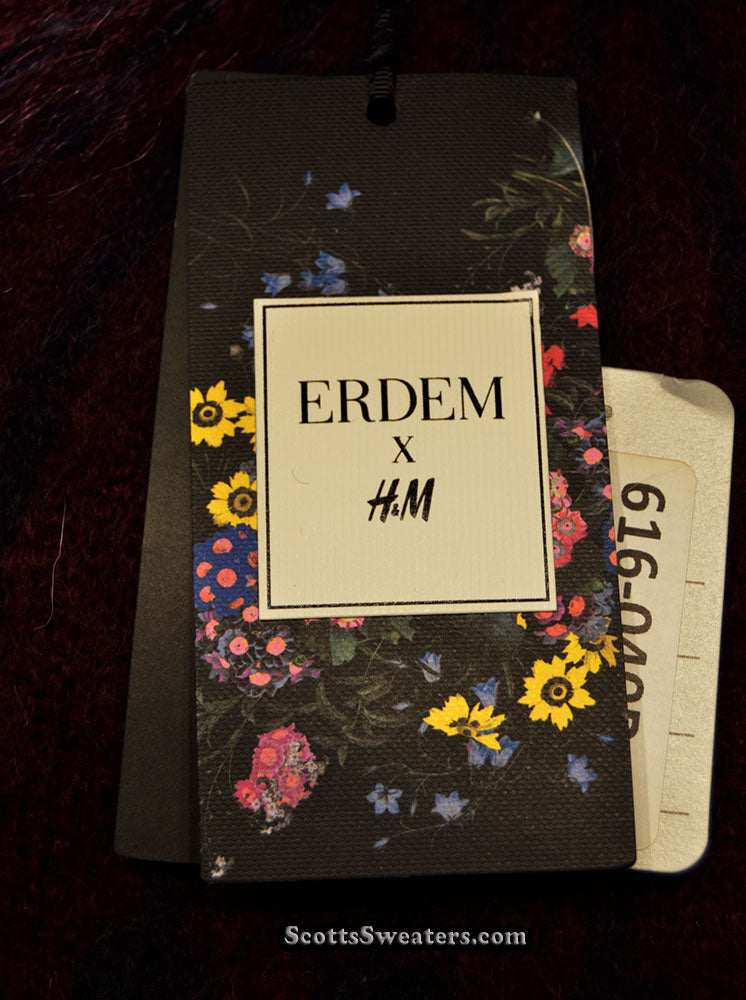 Men's crewneck mohair sweater in white and burgundy by Erdem x H&M