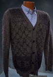 Charcoal grey men's mohair sweater with black skull design by Zara